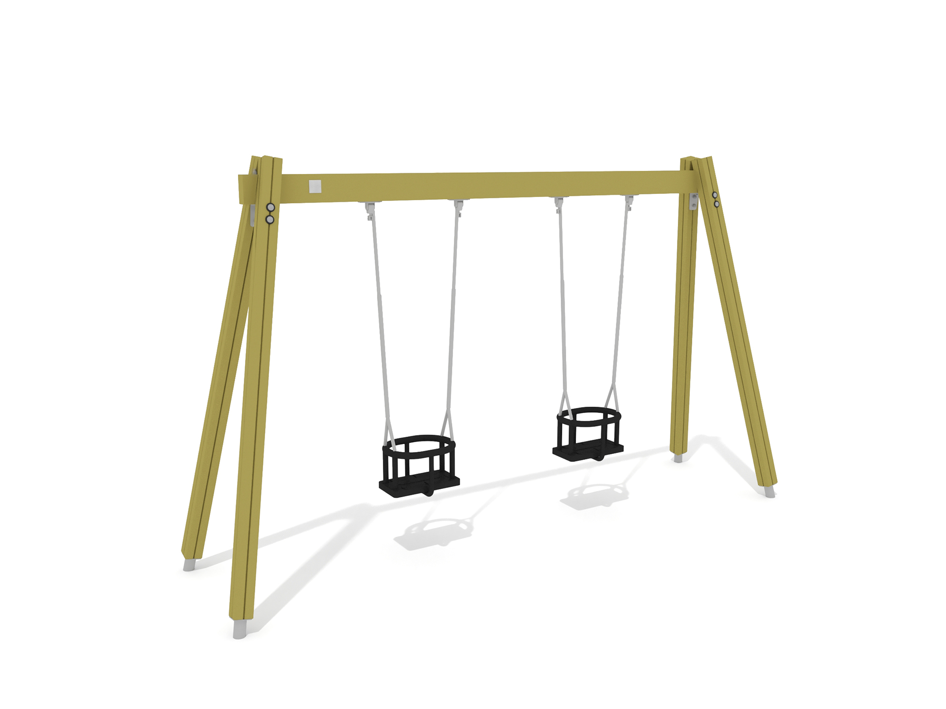 3d render of a swing set with cradle seats