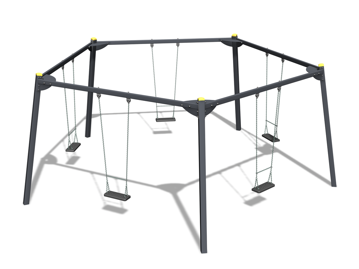 pentagon shaped metallic swing set