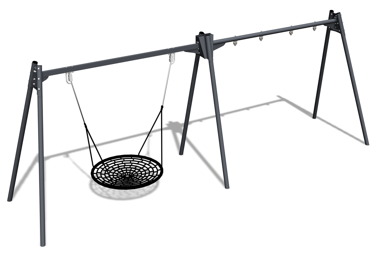 Erbium metallic basket swing and large flat swing set