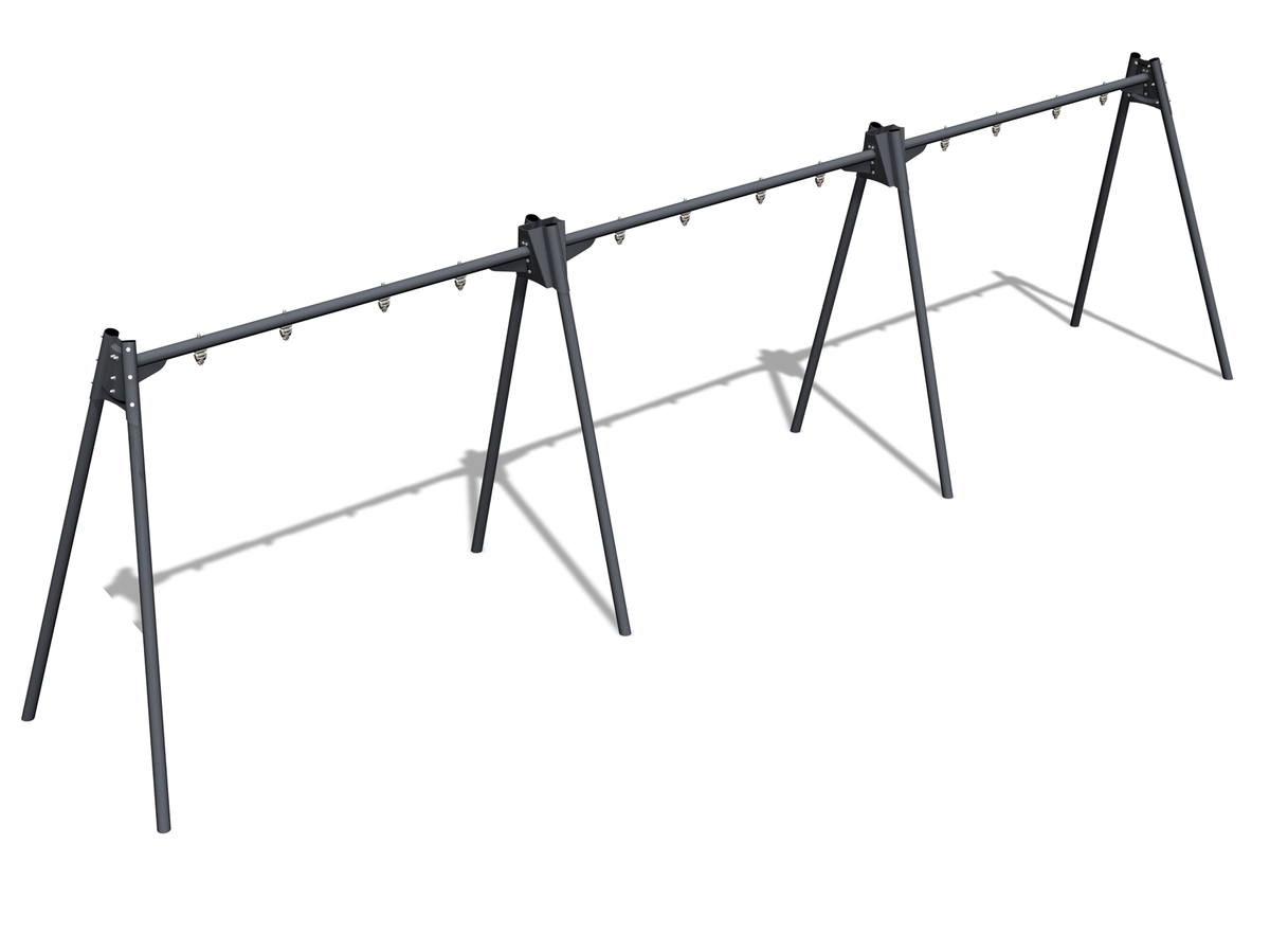 large metallic six person swing set