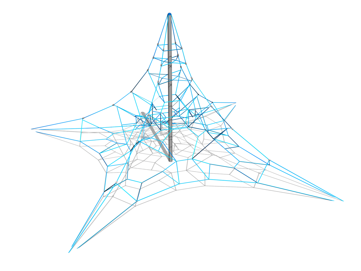 pyramid shaped climbing net in blue