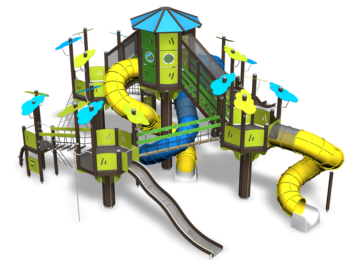 adventure forest paly area for parks with slides and ladders
