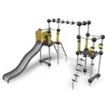 climbing frame with monkey bars and slide