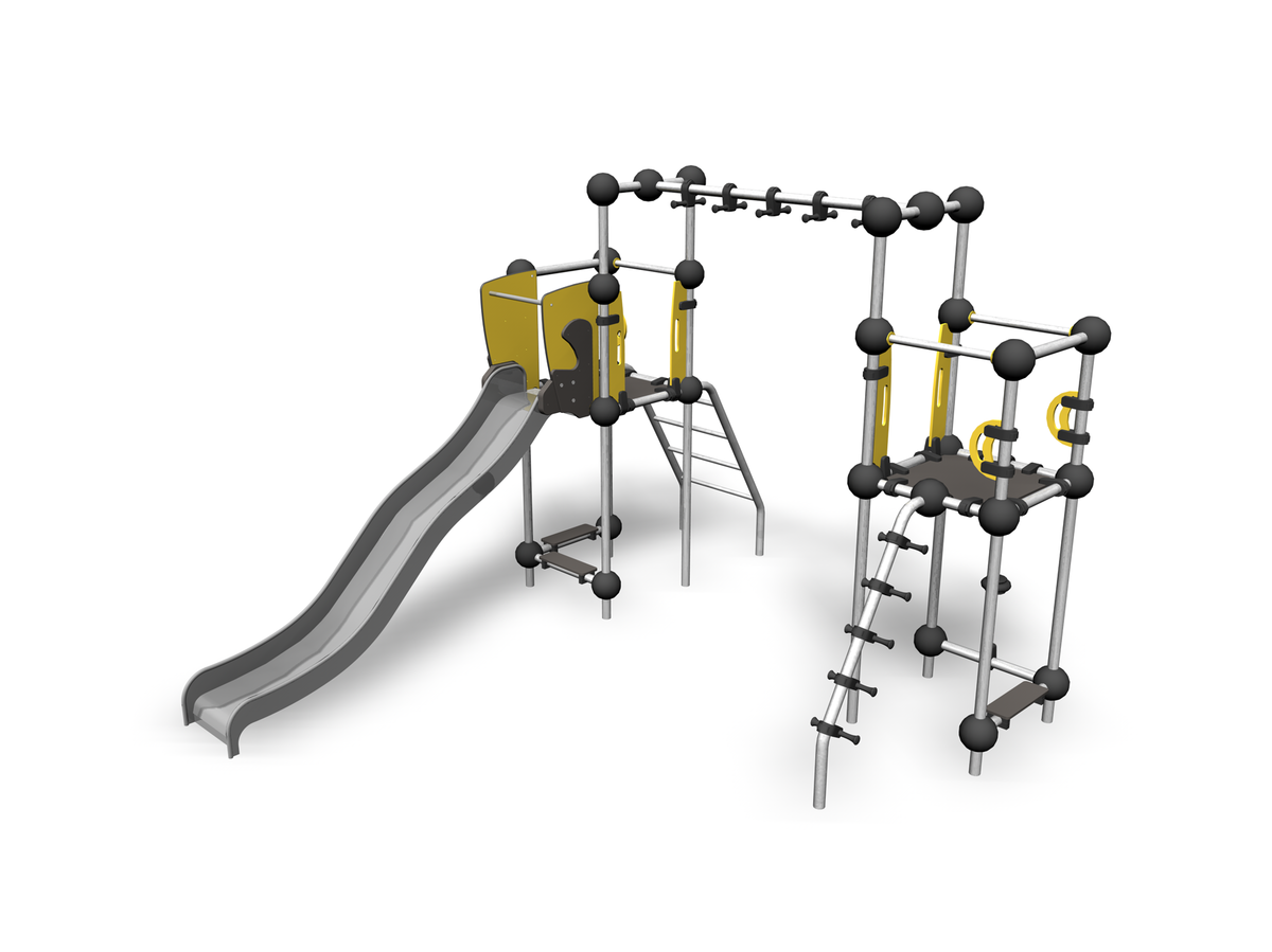 climbing frame with monkey bars and slide