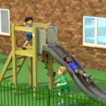 3d render of kids using slide in knightlowe coventry