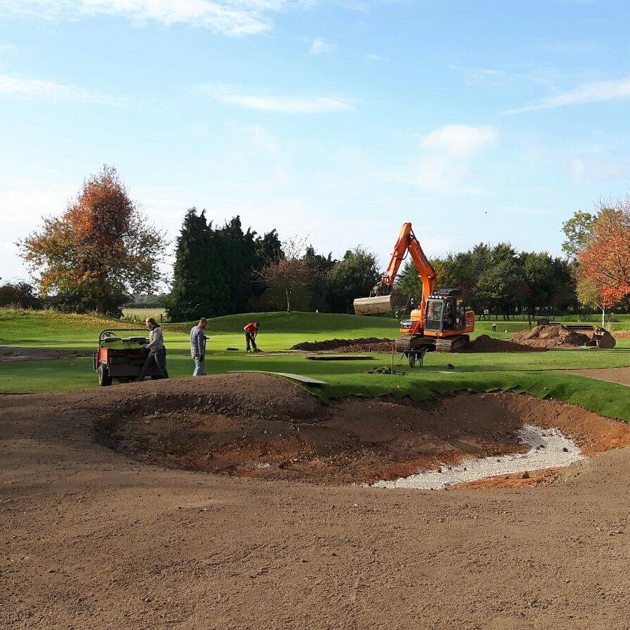 golf bunker being prepared for bunker base installation