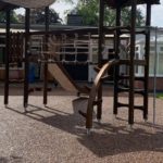 wooden climbing frame in c of e primary school
