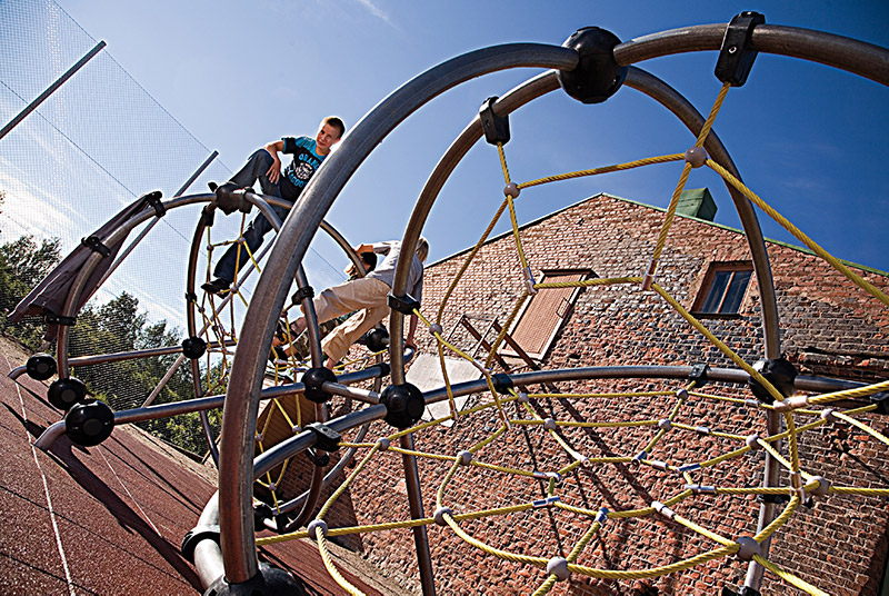 steel and rope climbing frame