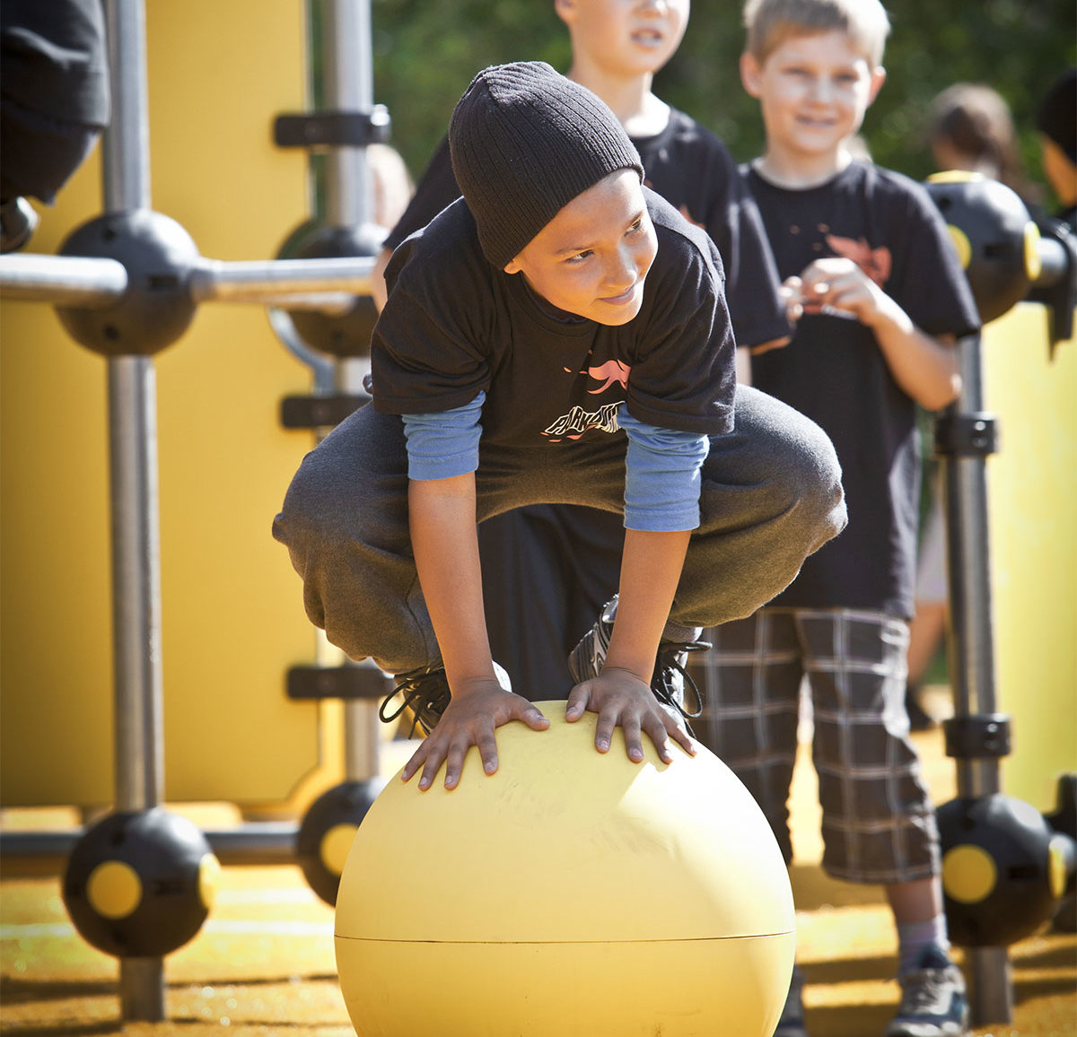 yellow balancing ball