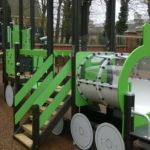 partial picture of train play area in a park in swindon