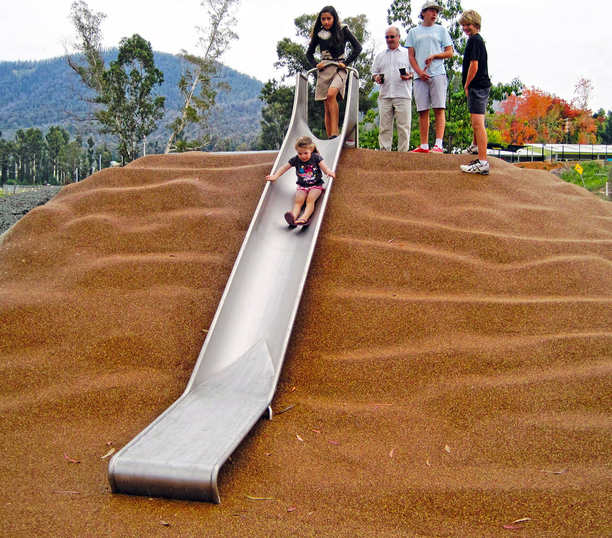 embankment slide on rubber surface