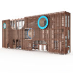 wooden vertical playground maze