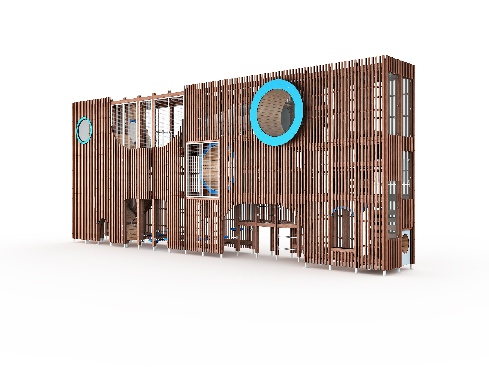 wooden vertical playground maze