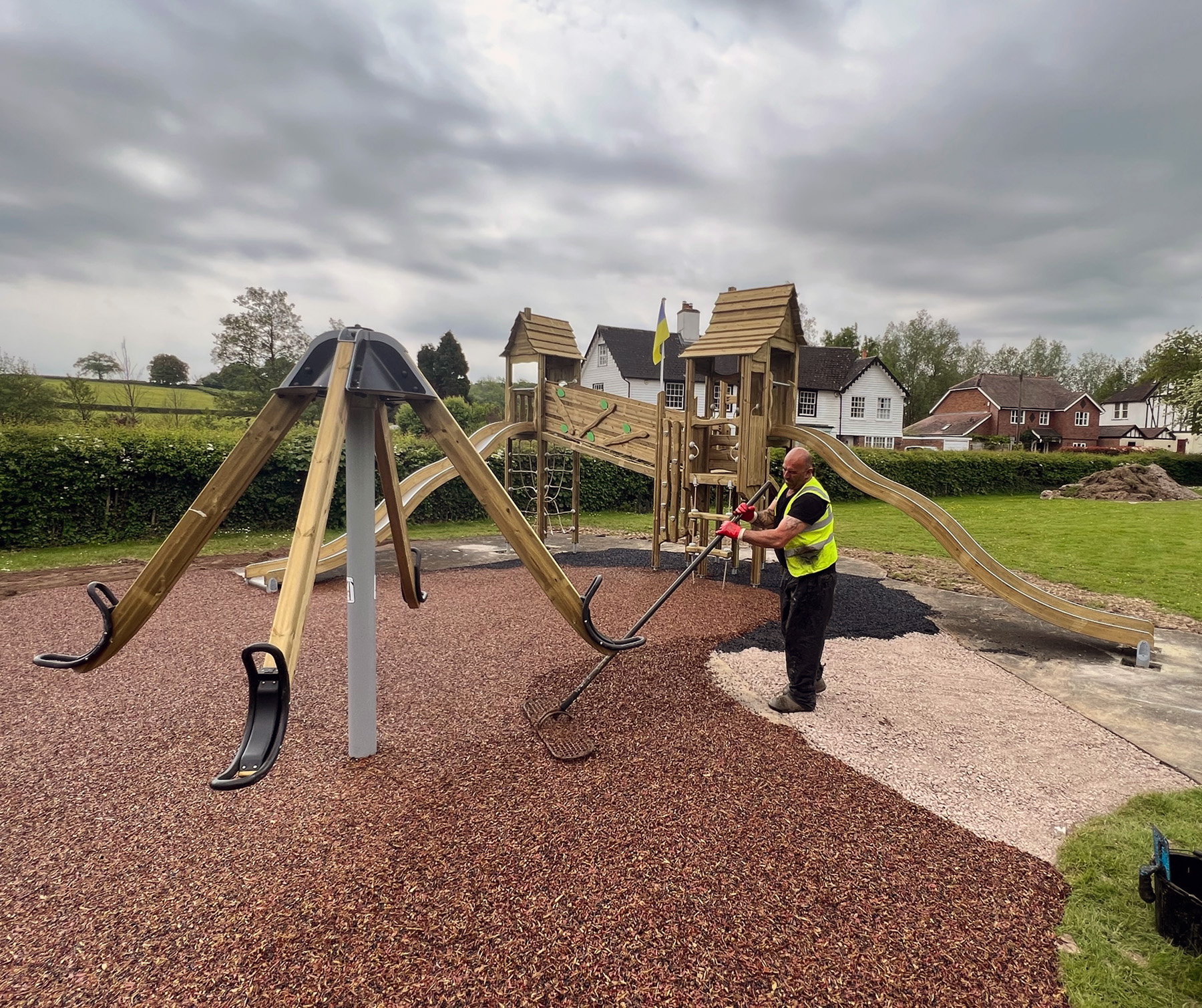 Redlynch Leisure's dedicated team working on a safety surfacing project.