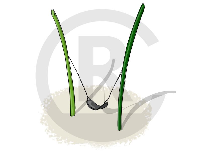 drawn image of grass effect swing set
