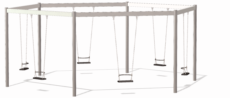 hexagonal shaped swing set with 6 swings