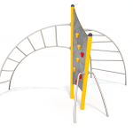 steel climbing frame with climbing wall. yellow