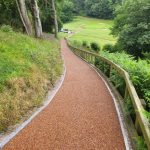 rubber mulch path going down a hill